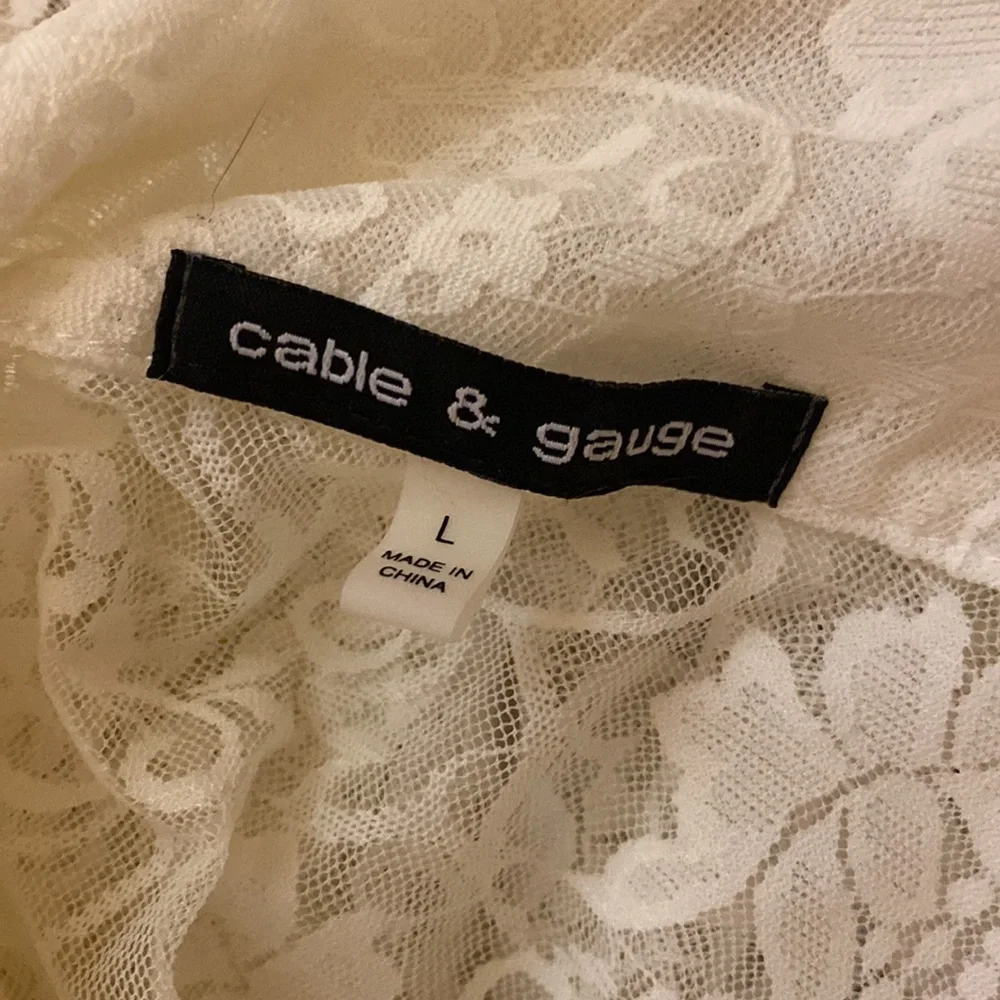 White Lace Button Down Top Layer - Picture 7 of 8